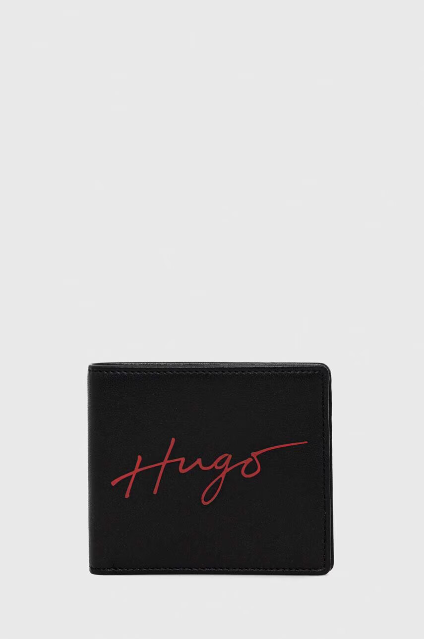Hugo Кожен портфейл мъжки в черно - Pepit.bg