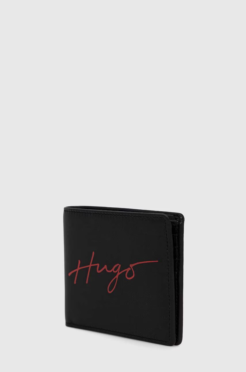 Hugo Кожен портфейл мъжки в черно - Pepit.bg