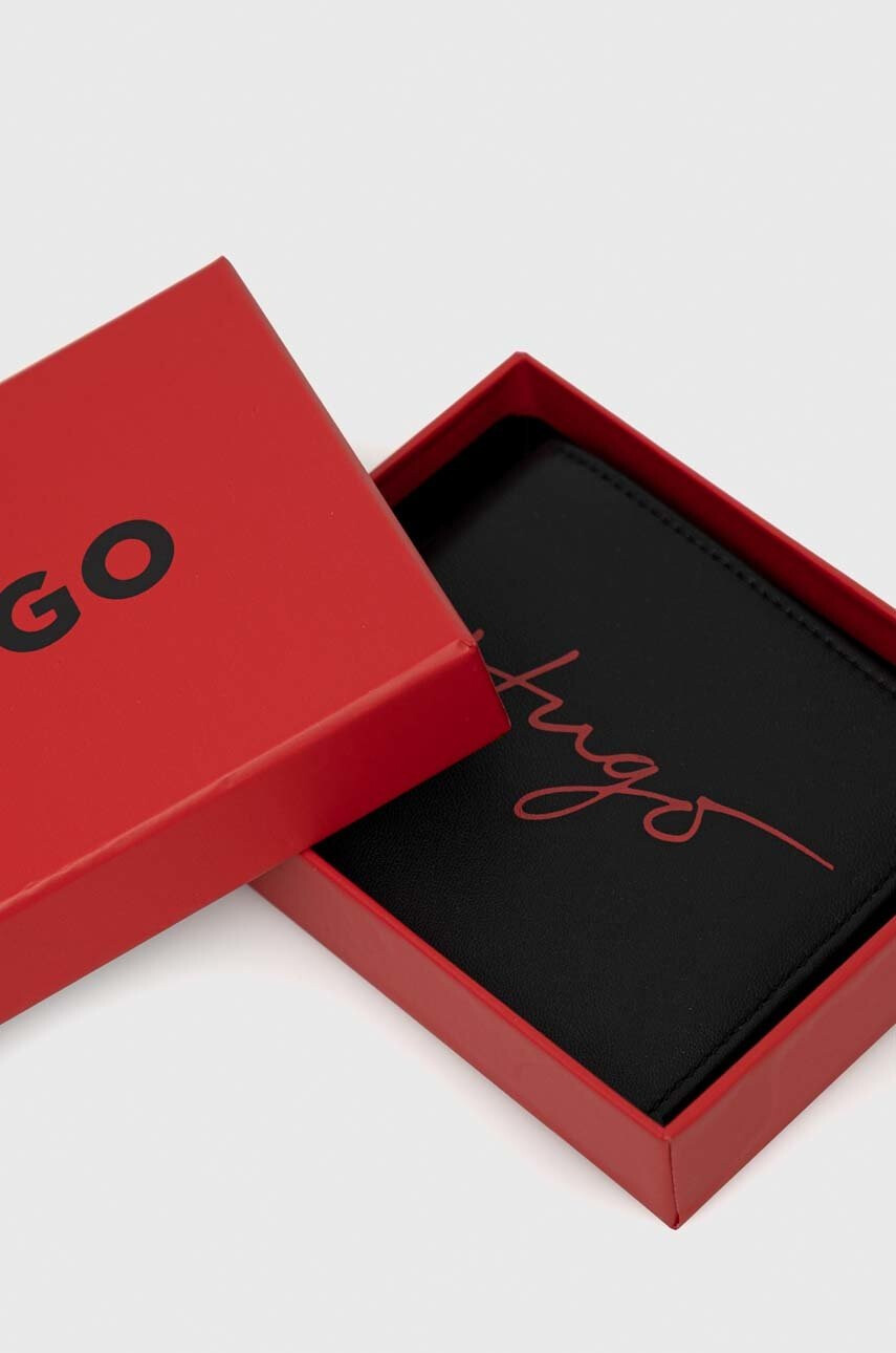 Hugo Кожен портфейл мъжки в черно - Pepit.bg