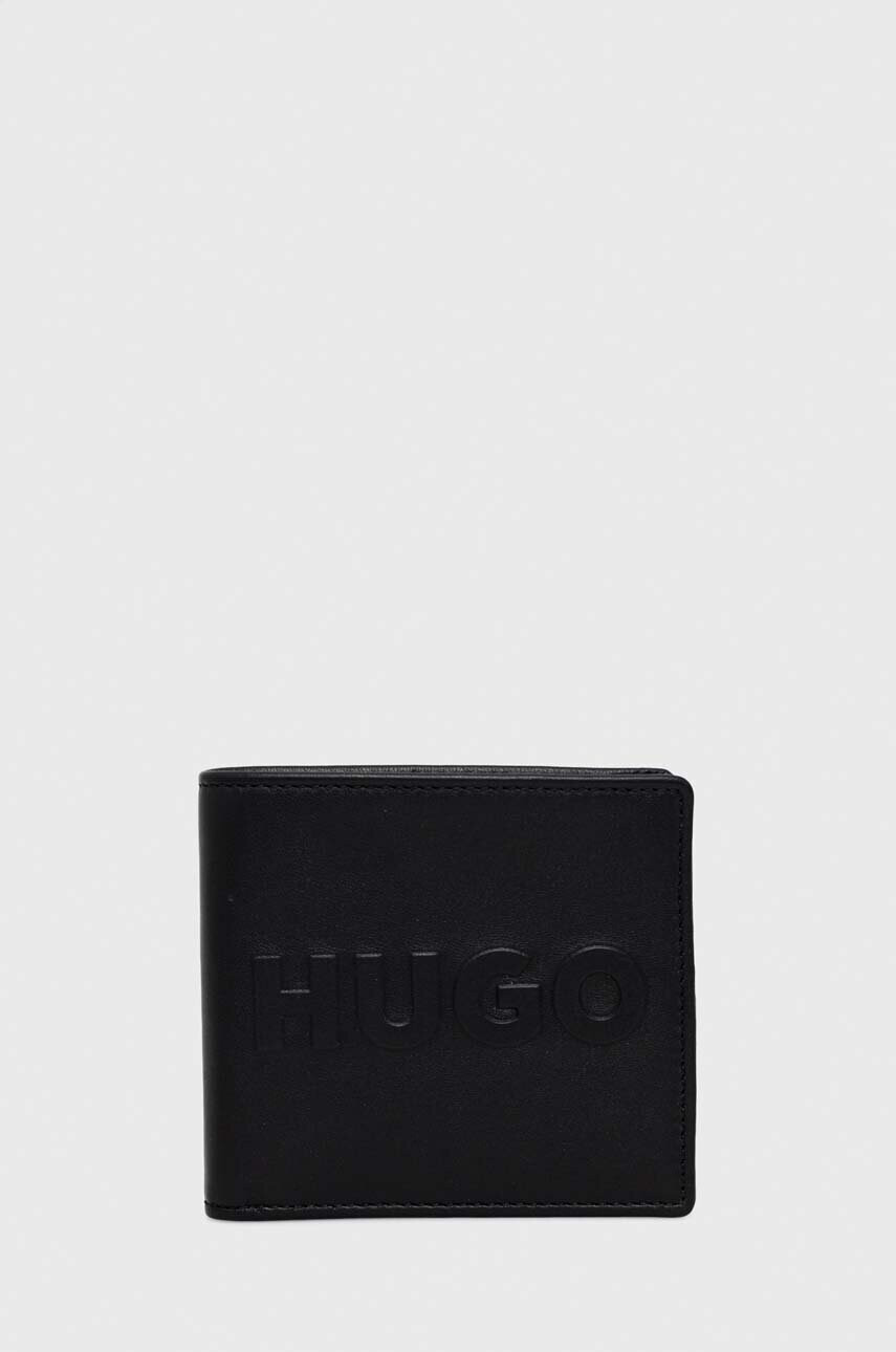 Hugo Кожен портфейл мъжки в черно - Pepit.bg
