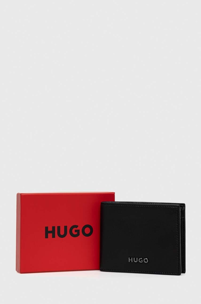 Hugo Кожен портфейл мъжки в черно - Pepit.bg