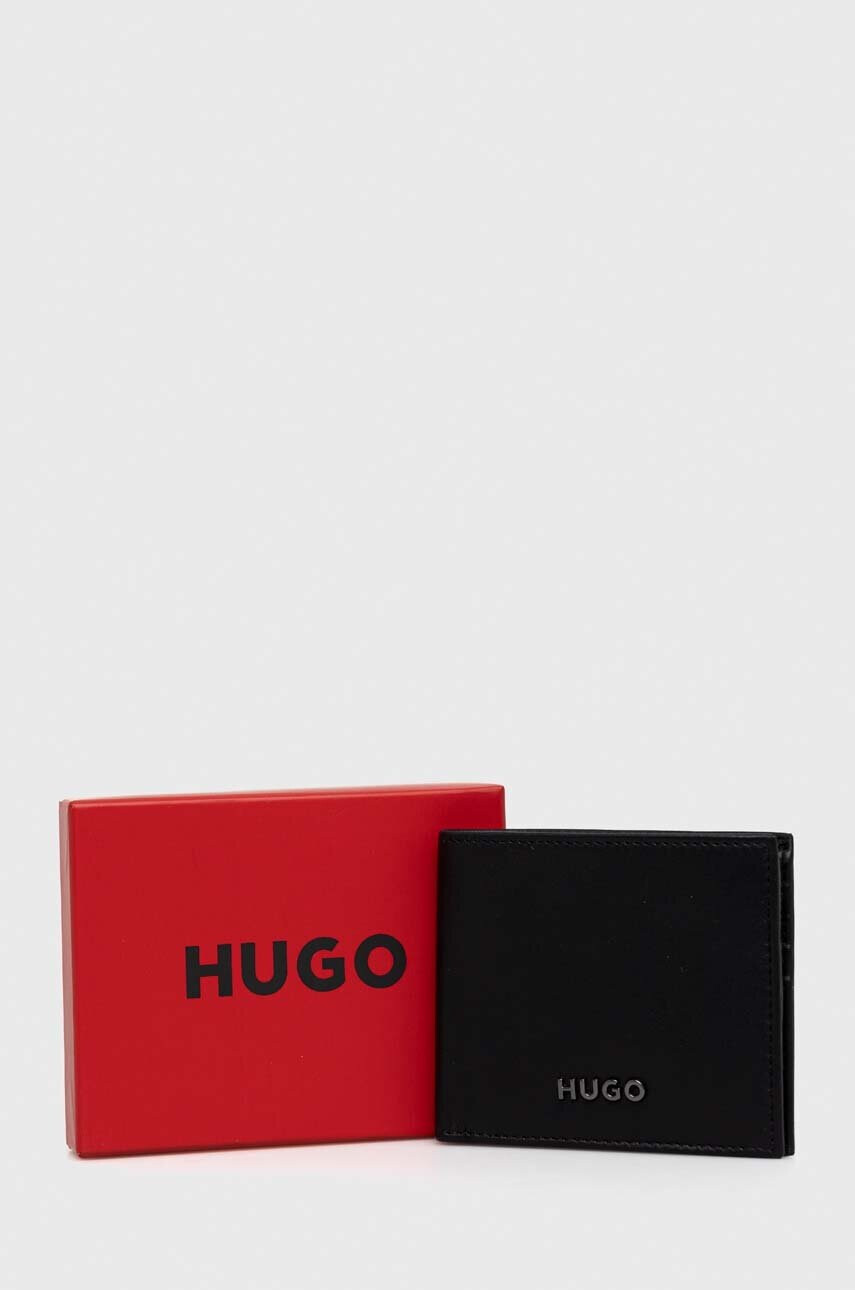 Hugo Кожен портфейл мъжки в черно - Pepit.bg