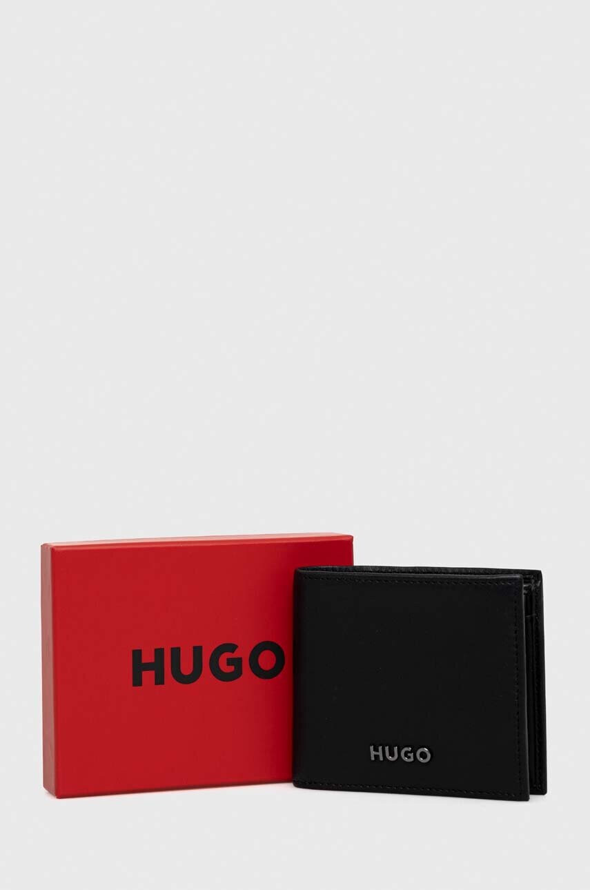Hugo Кожен портфейл мъжки в черно - Pepit.bg
