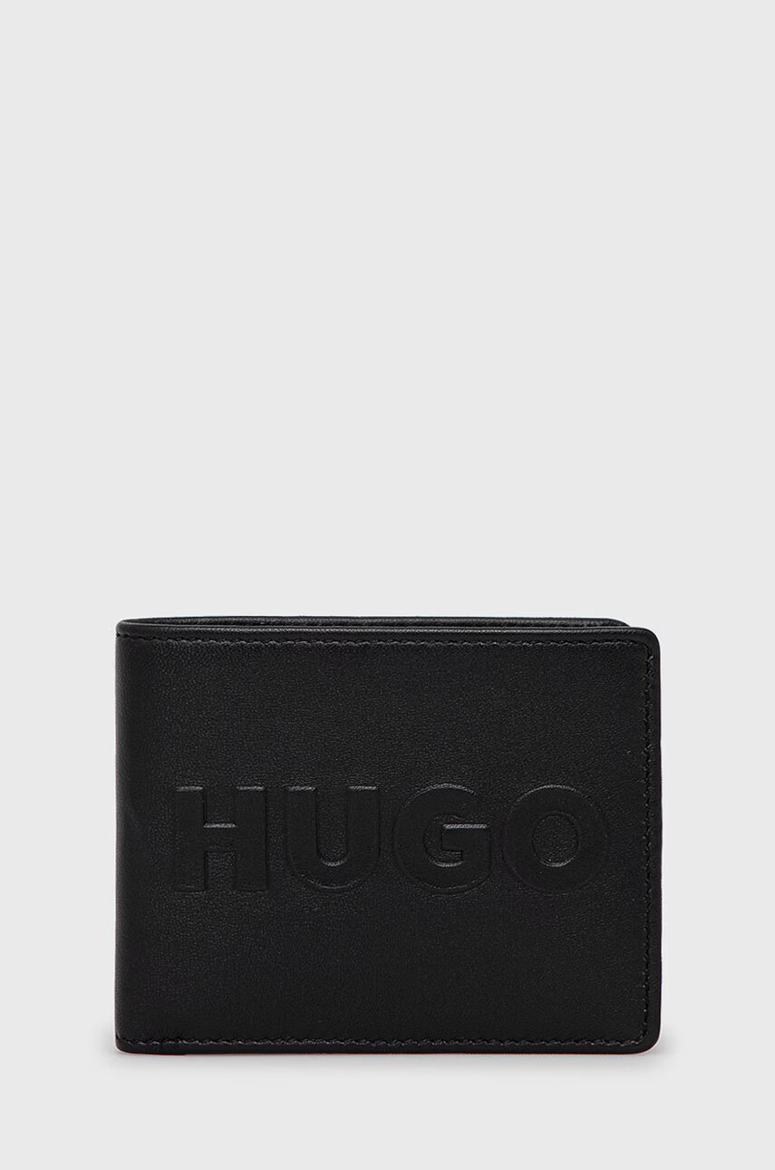 Hugo Кожен портфейл мъжки в черно - Pepit.bg