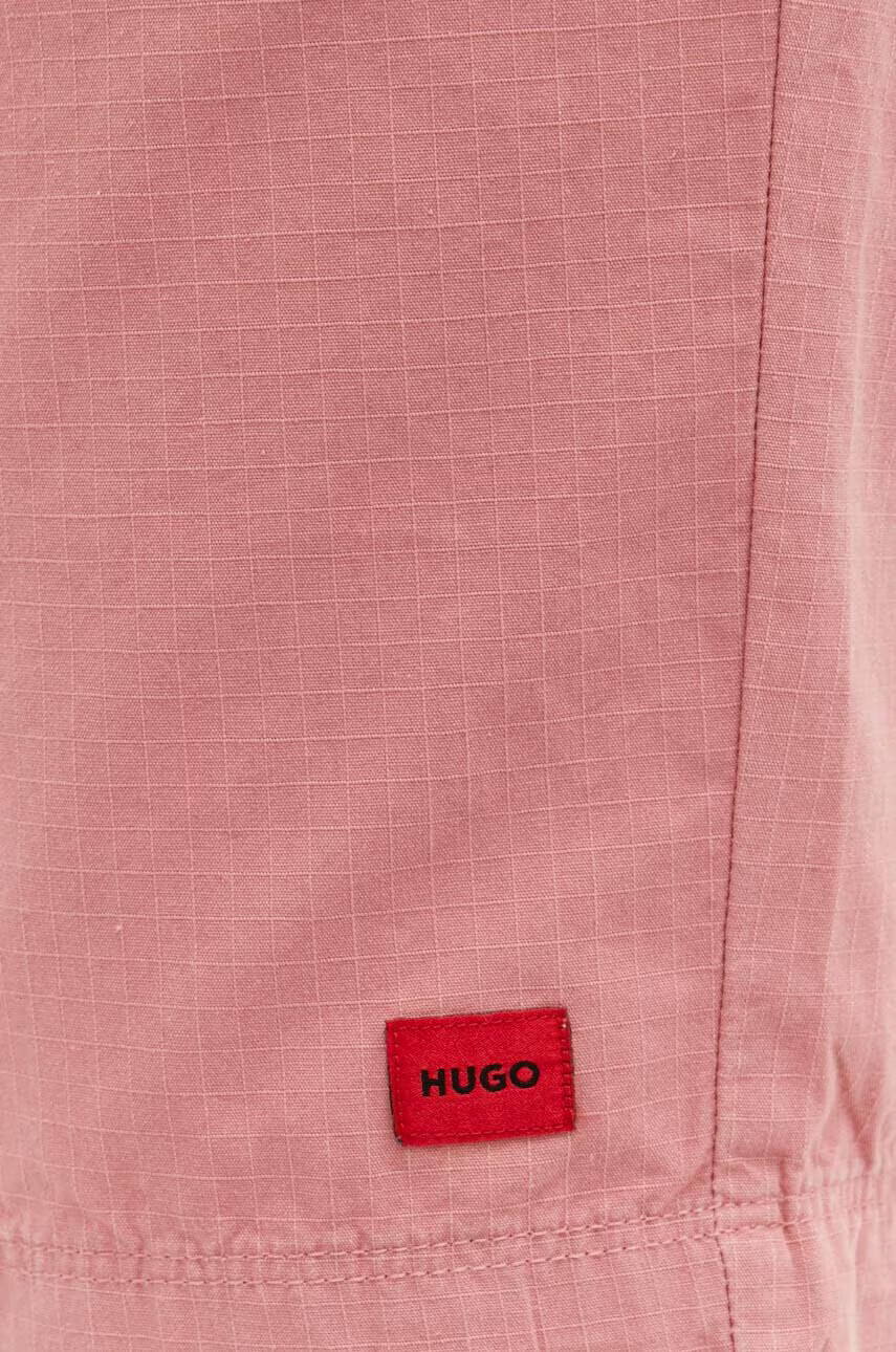 Hugo Памучен къс панталон в розово - Pepit.bg