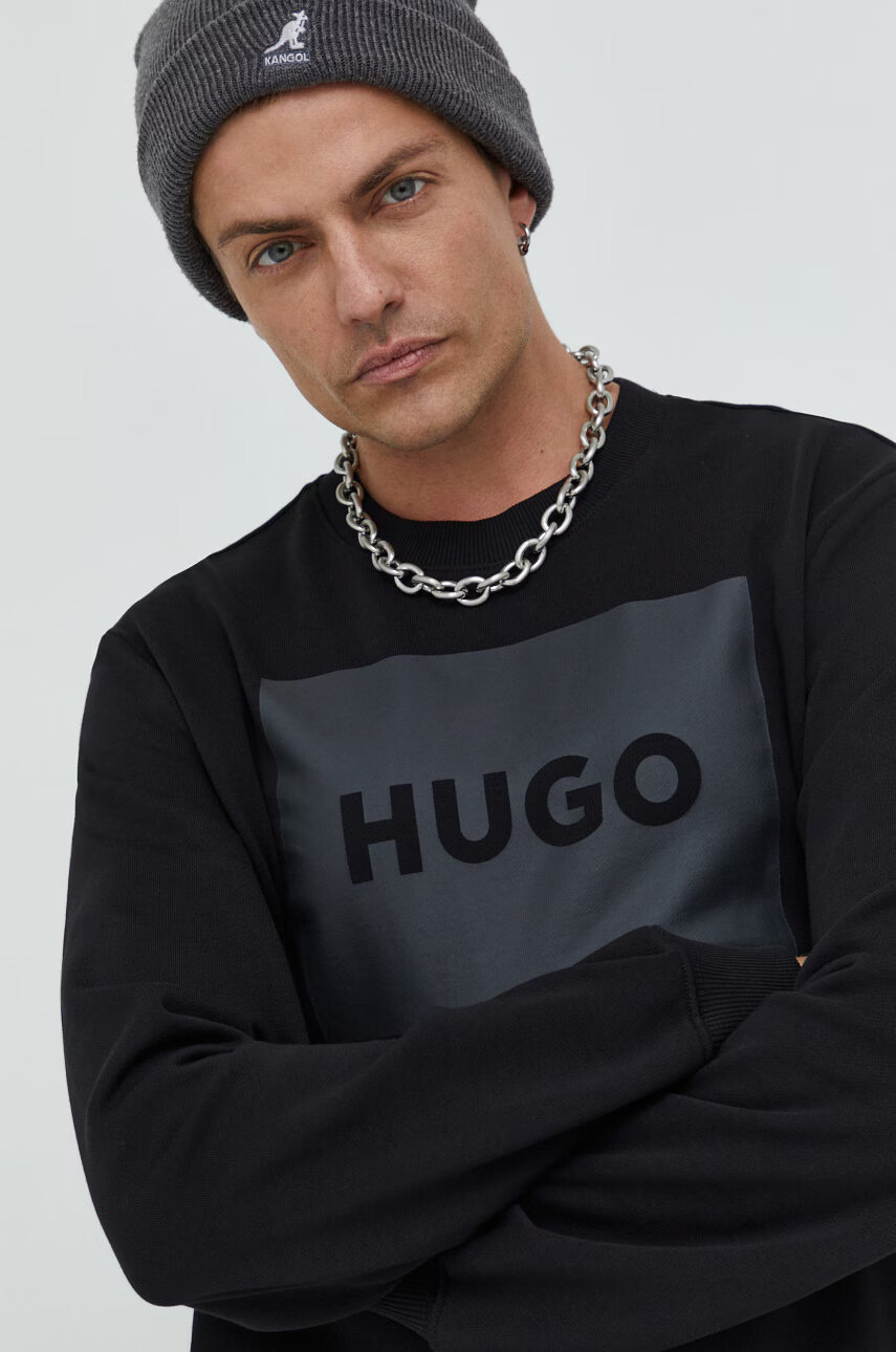 Hugo Памучен суичър в черно с принт - Pepit.bg