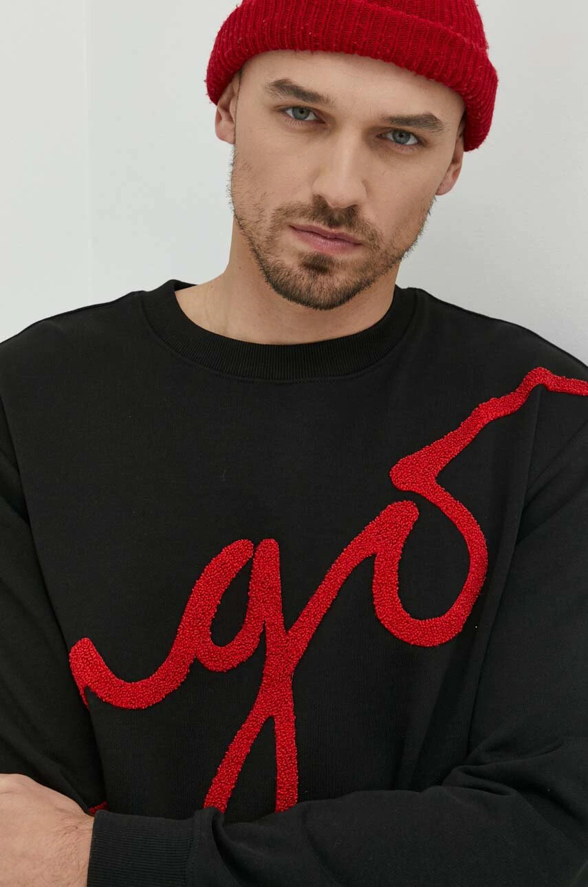 Hugo Памучен суичър в черно с апликация - Pepit.bg