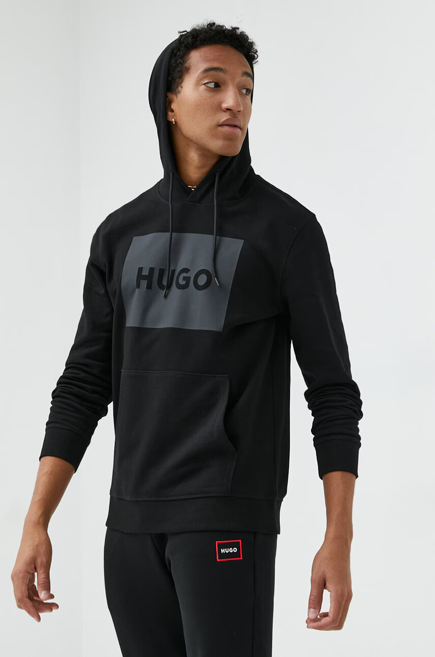 Hugo Памучен суичър в черно с принт - Pepit.bg