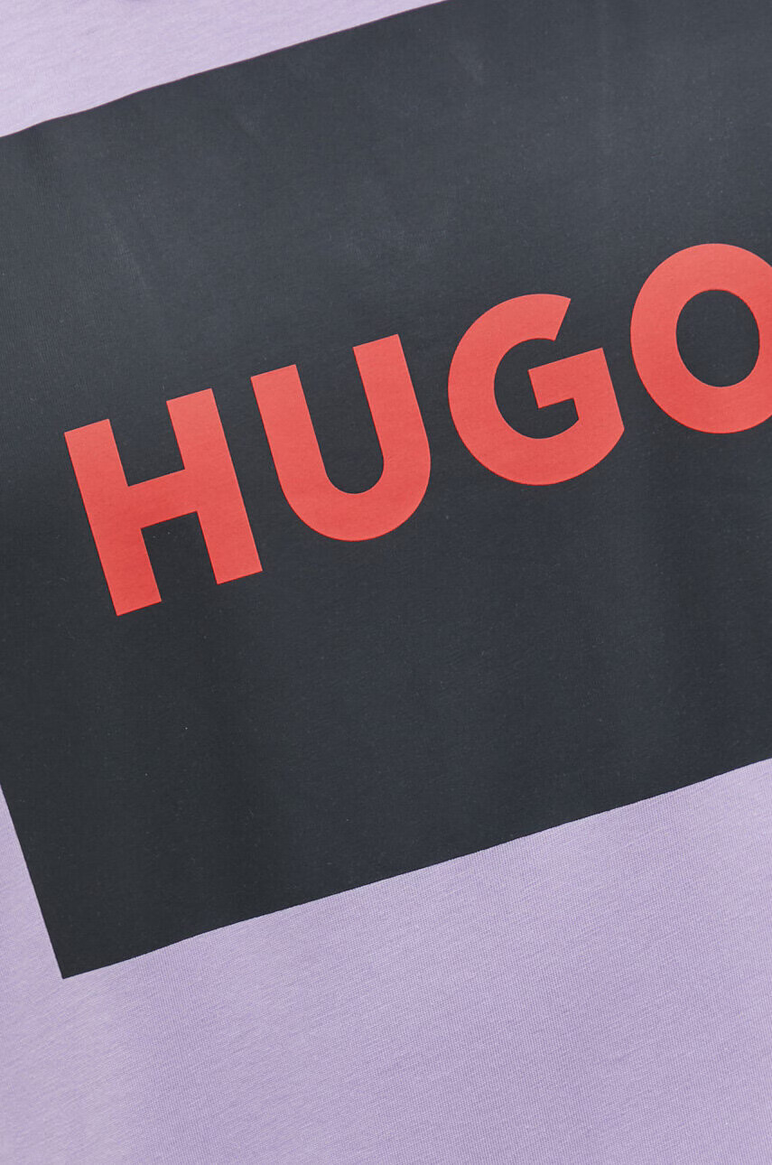Hugo Памучна тениска в лилаво с принт - Pepit.bg