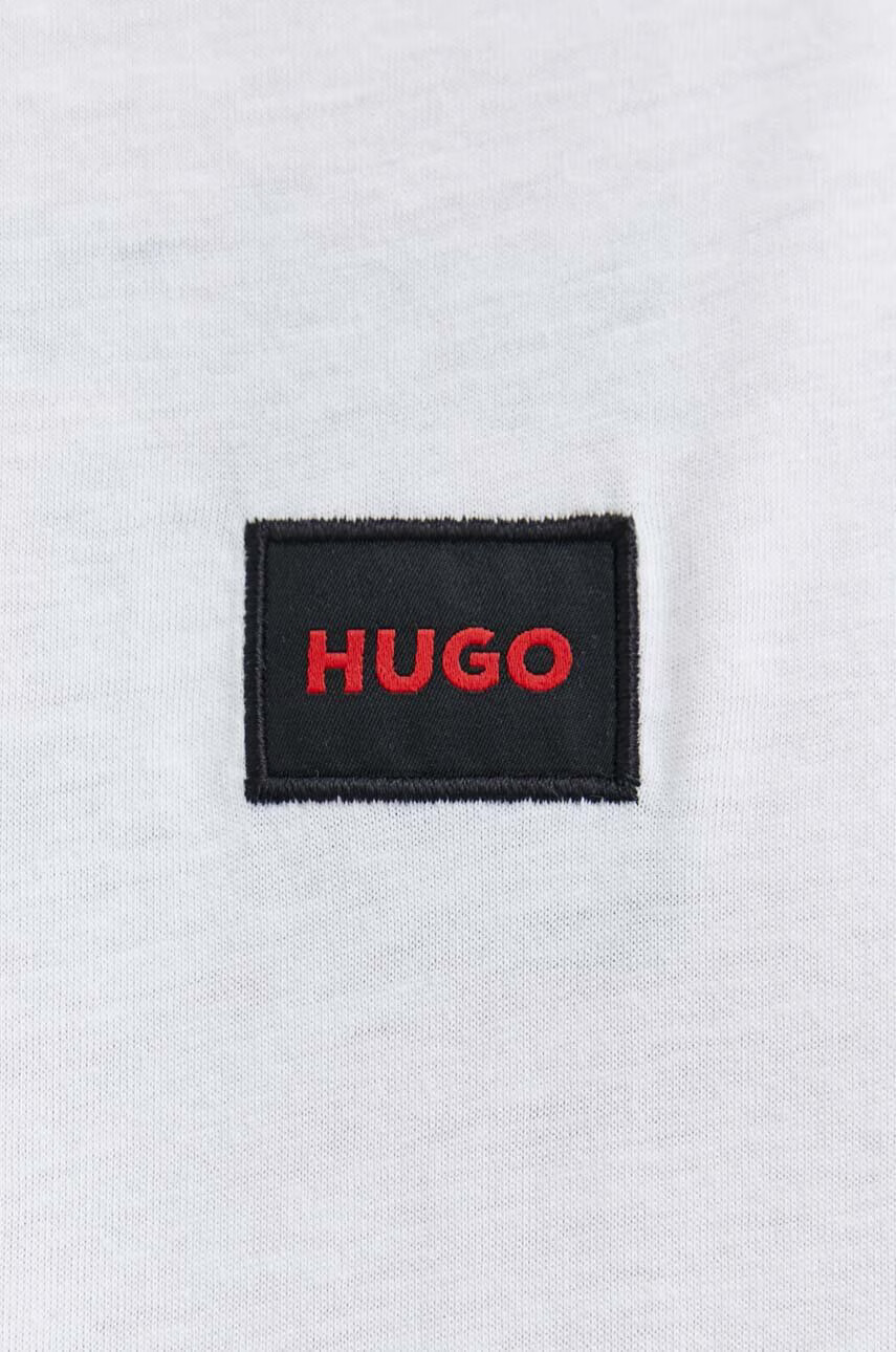 Hugo Памучна тениска в бяло с апликация - Pepit.bg
