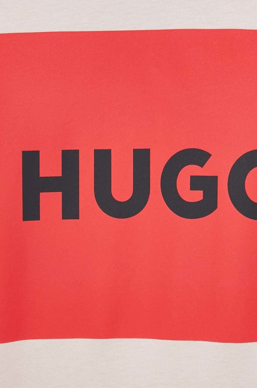 Hugo Памучна тениска в розово с принт - Pepit.bg