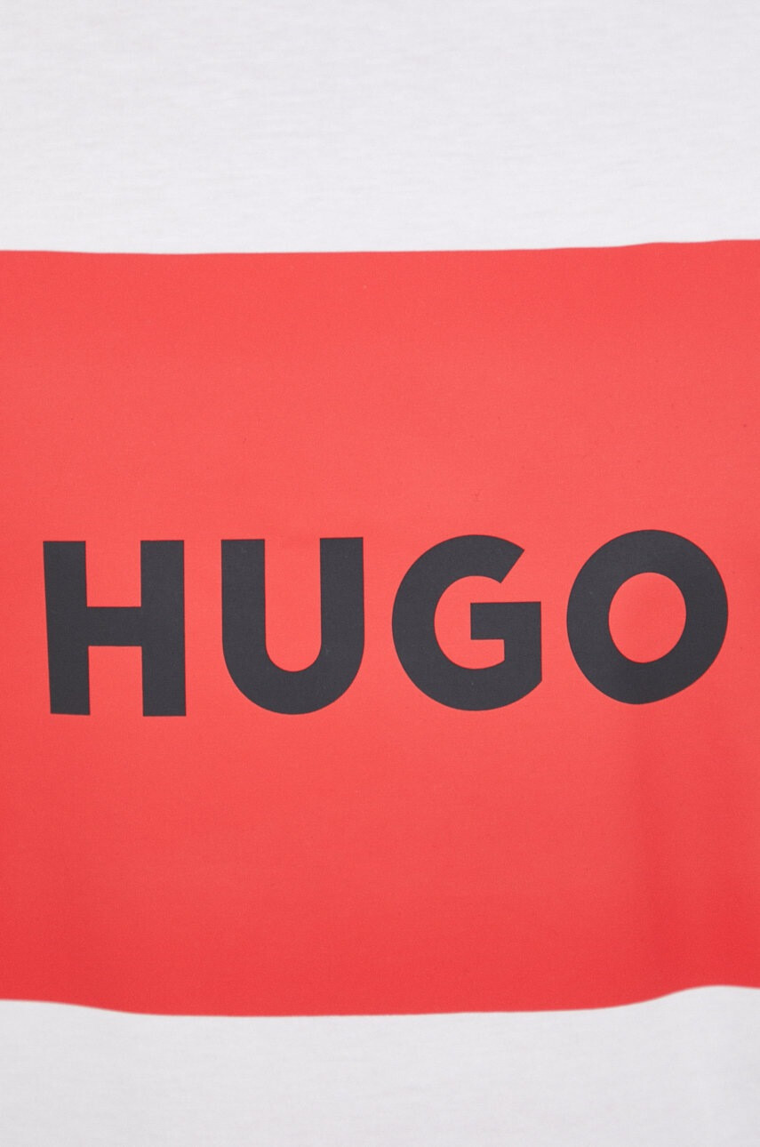 Hugo Памучна тениска в бяло с принт - Pepit.bg