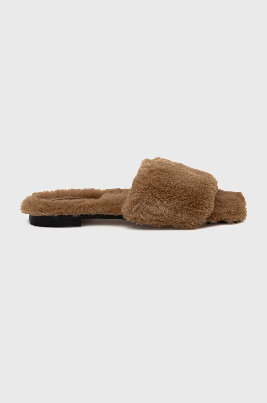 Hugo Пантофи Lola Slipper-fur в бежово - Pepit.bg
