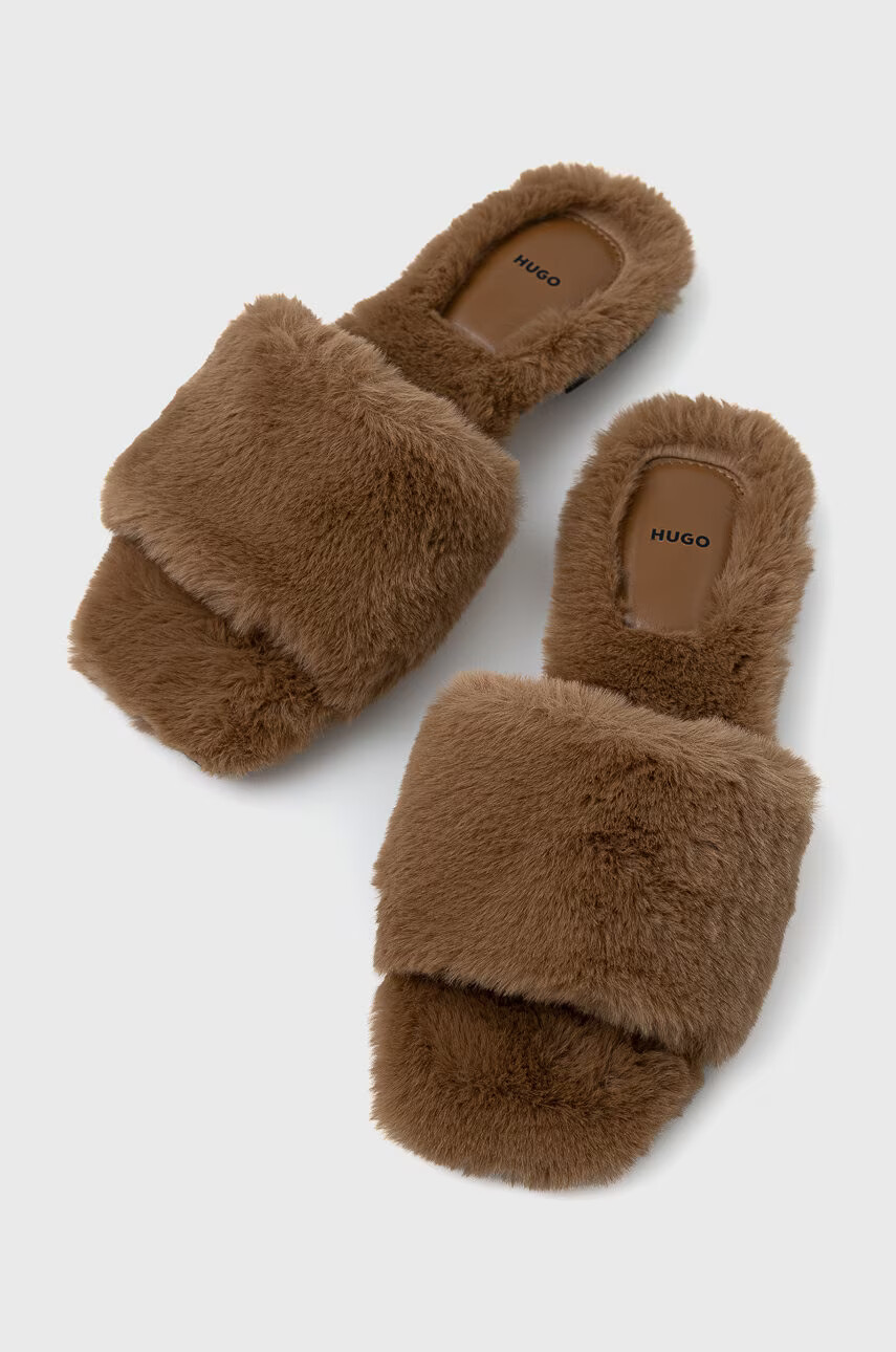 Hugo Пантофи Lola Slipper-fur в бежово - Pepit.bg