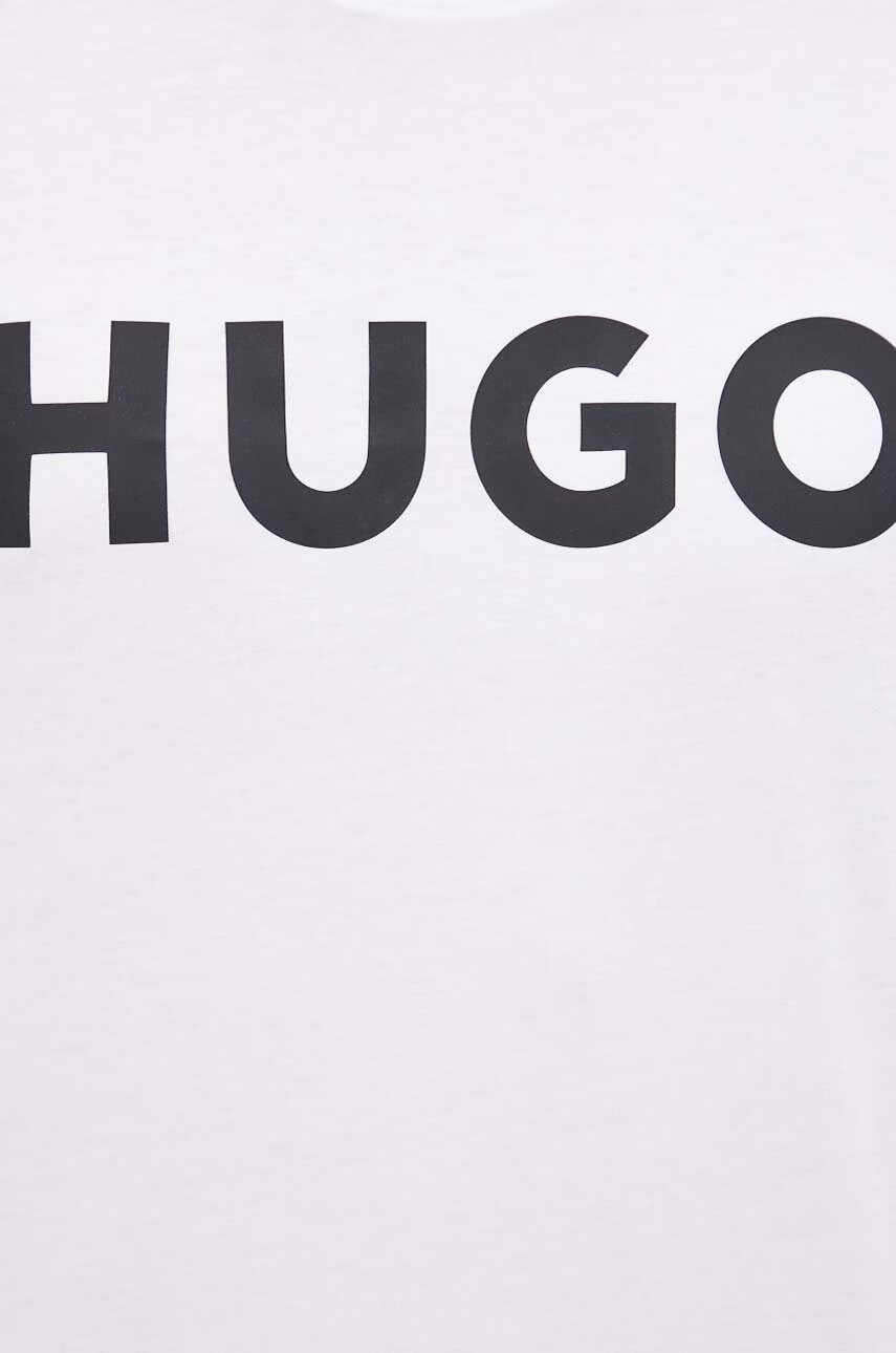 Hugo Памучна тениска в бяло с принт - Pepit.bg