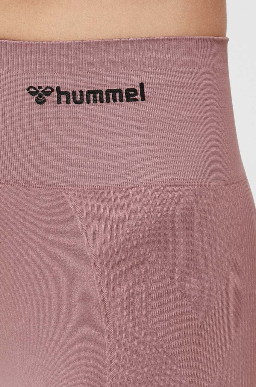 Hummel Къс панталон за трениране Tif в розово с изчистен дизайн с висока талия - Pepit.bg