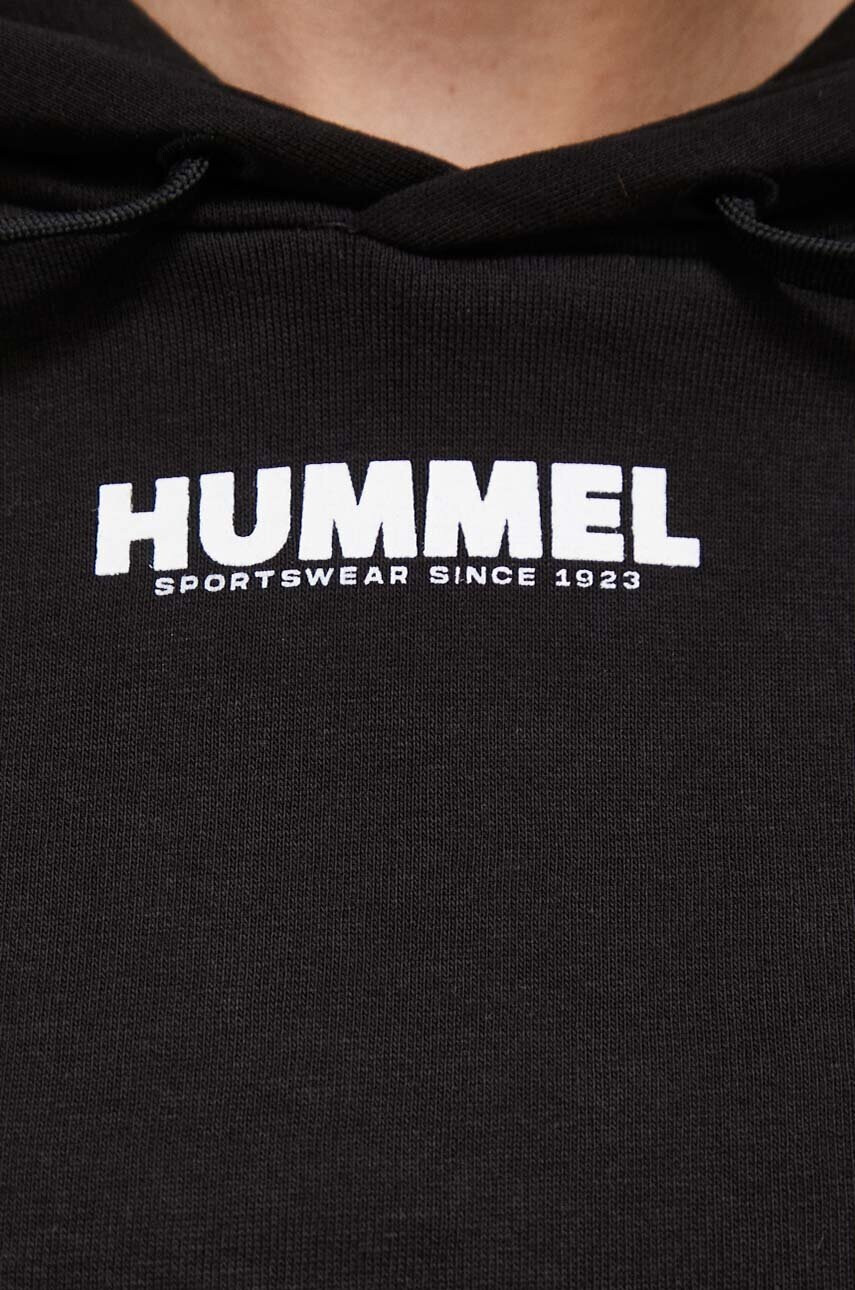 Hummel Памучен суичър в черно с качулка с принт - Pepit.bg