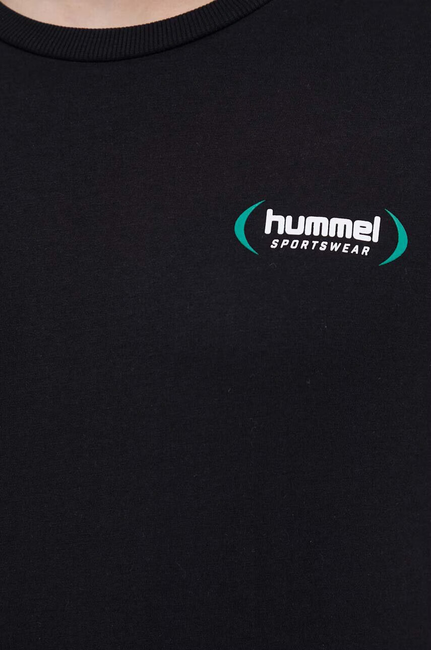 Hummel Памучна тениска в черно с изчистен дизайн - Pepit.bg