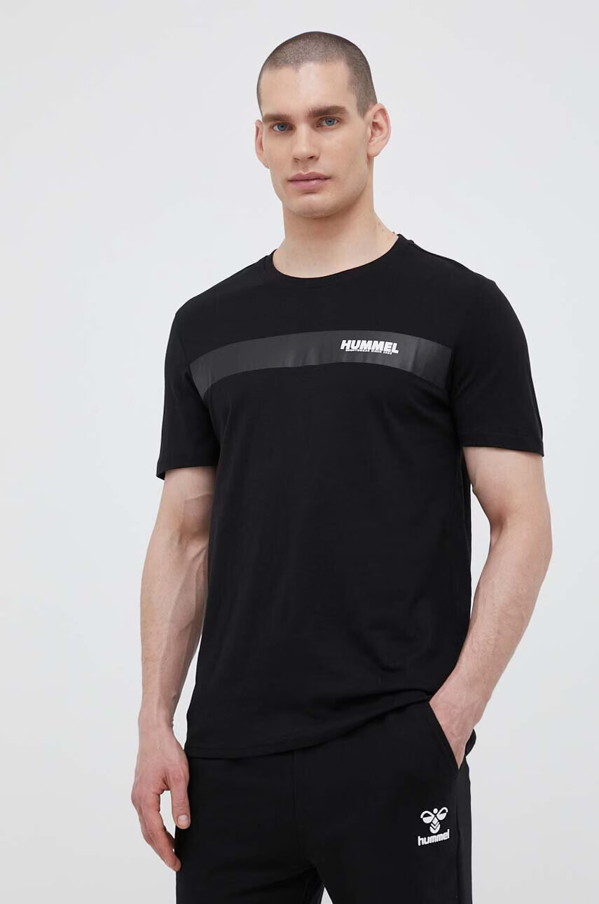 Hummel Памучна тениска в черно с принт - Pepit.bg