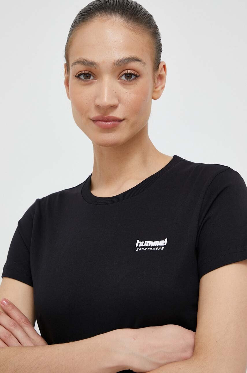 Hummel Памучна тениска в черно - Pepit.bg