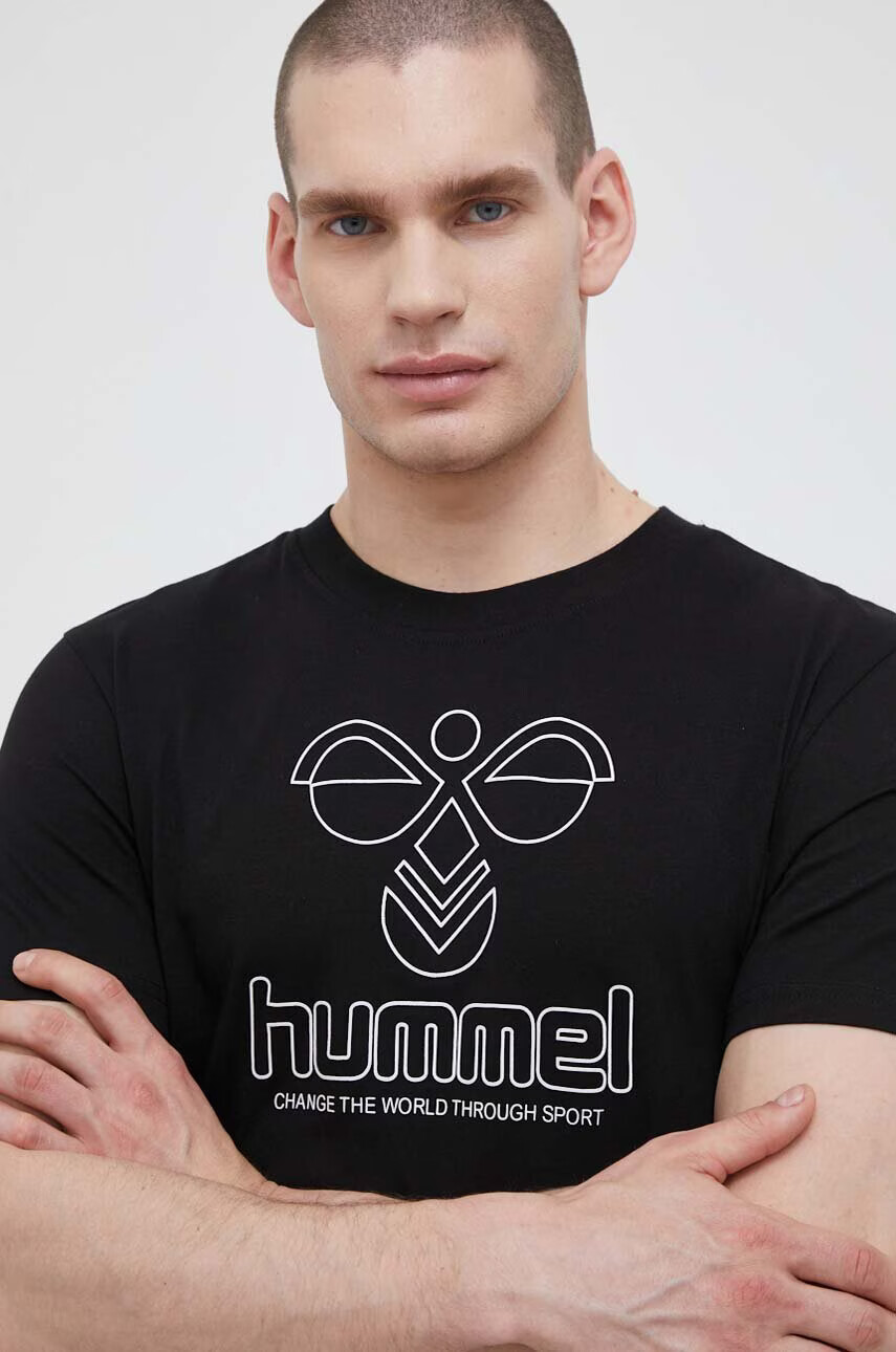 Hummel Памучна тениска в черно с принт - Pepit.bg