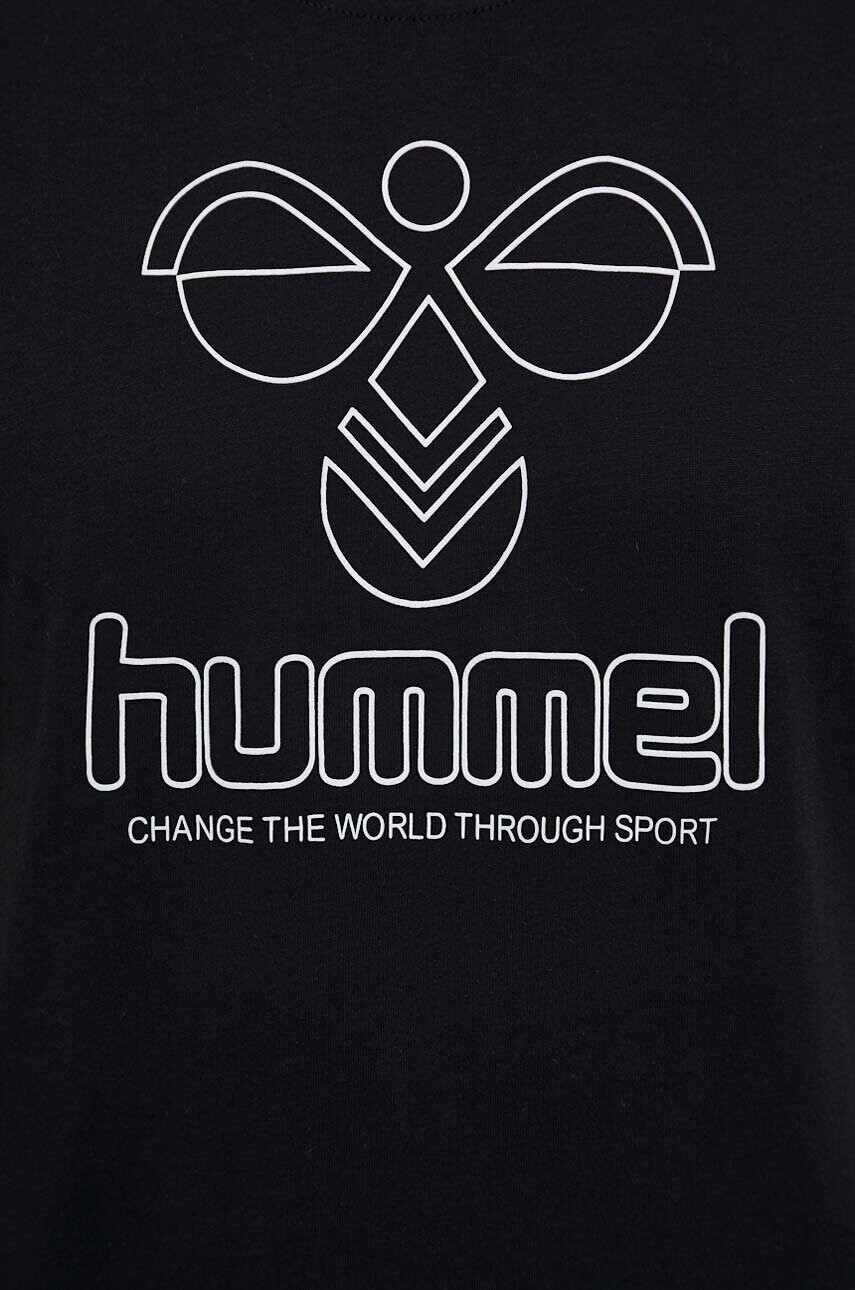 Hummel Памучна тениска в черно с принт - Pepit.bg