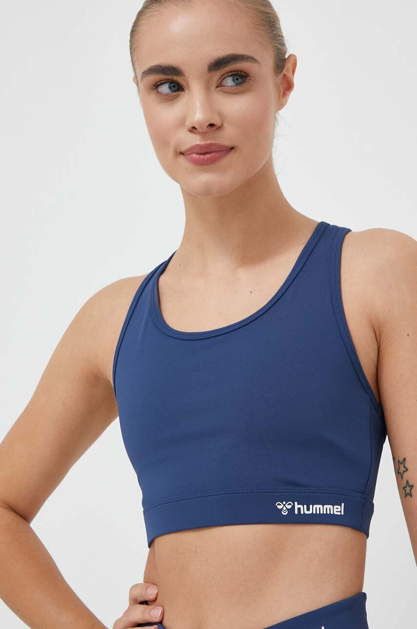 Hummel Спортен сутиен Active в тъмносиньо с изчистен дизайн - Pepit.bg