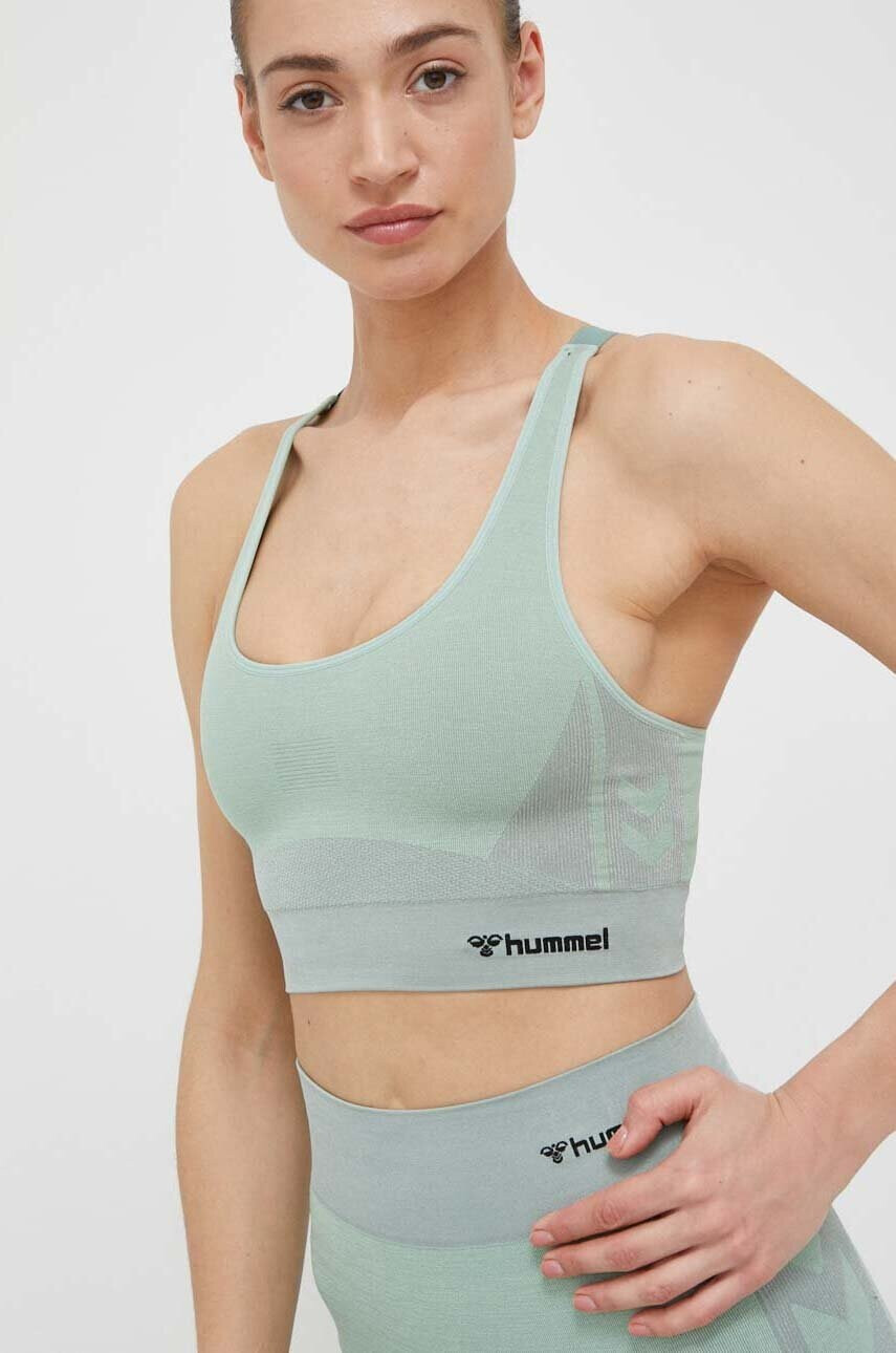 Hummel Спортен сутиен Clea в зелено с изчистен дизайн - Pepit.bg