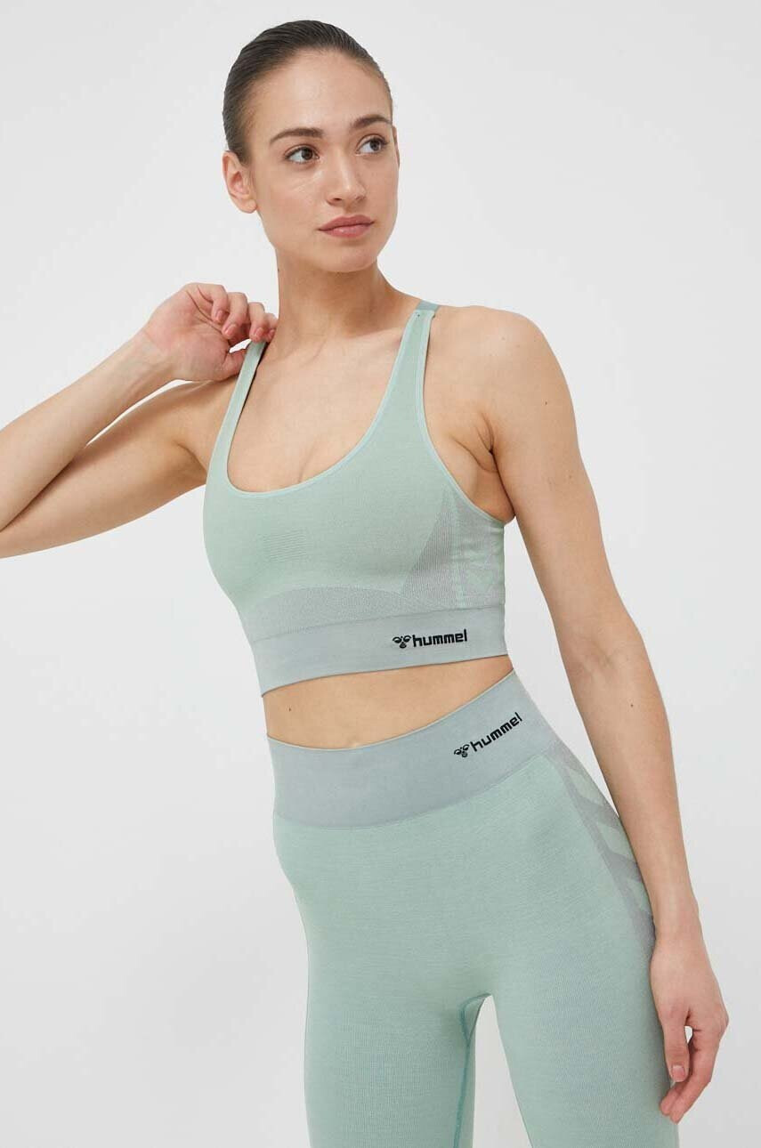 Hummel Спортен сутиен Clea в зелено с изчистен дизайн - Pepit.bg
