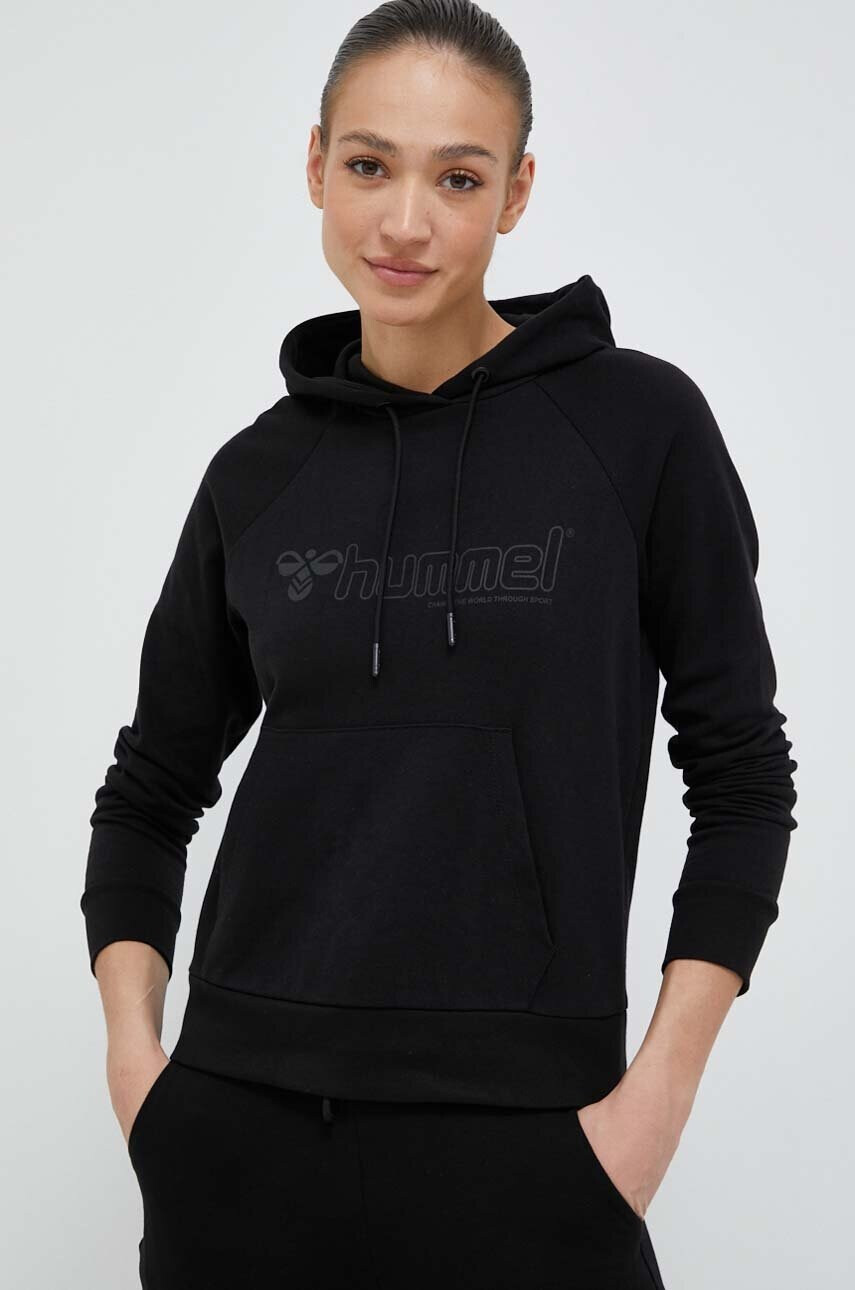 Hummel Суичър в черно с качулка с принт - Pepit.bg