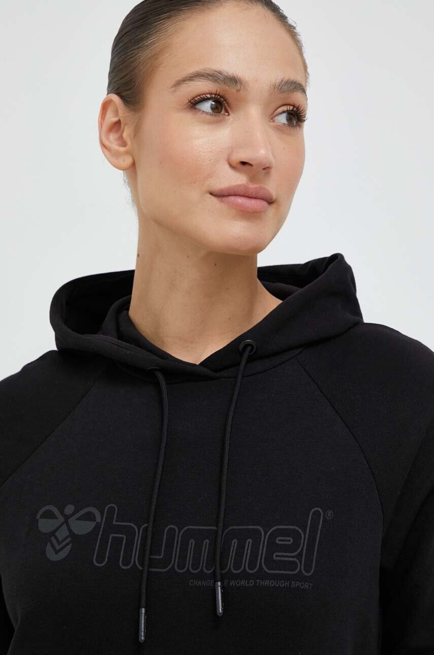 Hummel Суичър в черно с качулка с принт - Pepit.bg