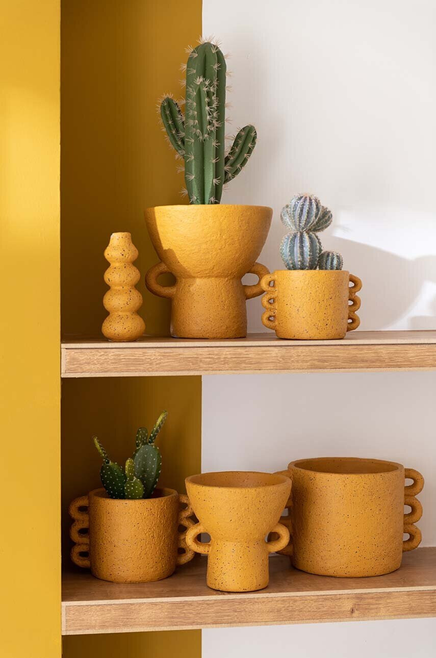 J-Line Кашпа Zenia Ceramic Ochre Medium - Pepit.bg