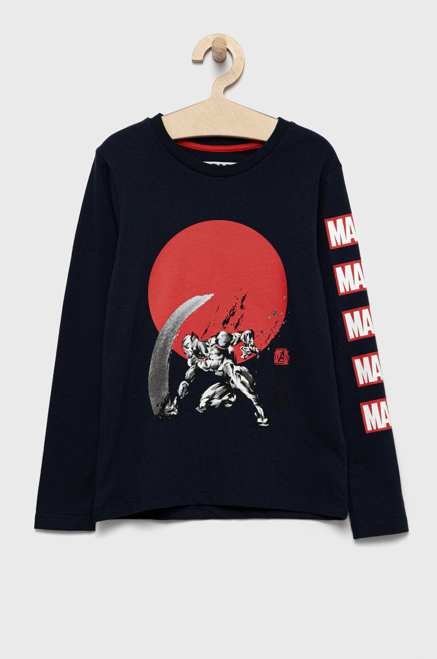 Jack & Jones Детска блуза с дълги ръкави в тъмносиньо с принт - Pepit.bg