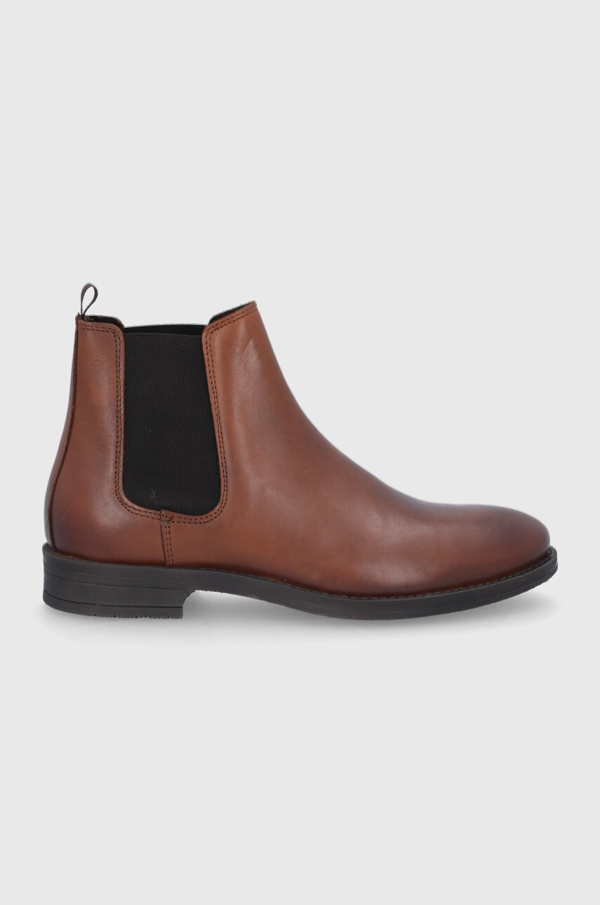 Jack & Jones Кожени боти челси мъжки в кафяво - Pepit.bg
