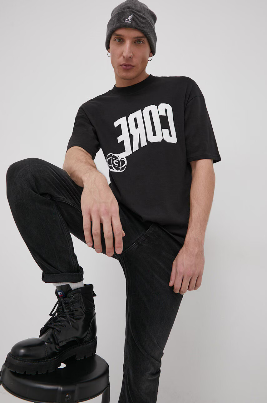 Jack & Jones Памучна тениска в черно с принт - Pepit.bg