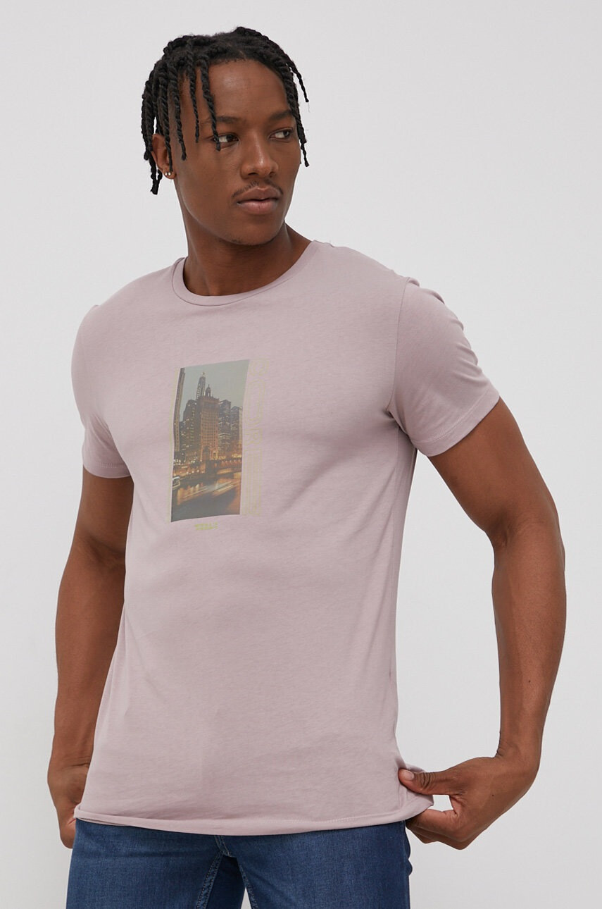 Jack & Jones Памучна тениска в бежово - Pepit.bg