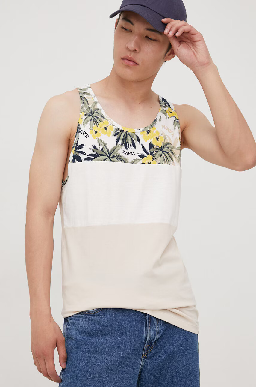 Jack & Jones Памучна тениска в бежово - Pepit.bg