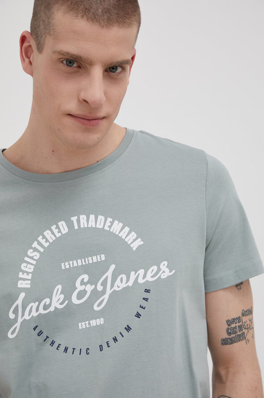 Jack & Jones Памучна тениска в лилаво с принт - Pepit.bg