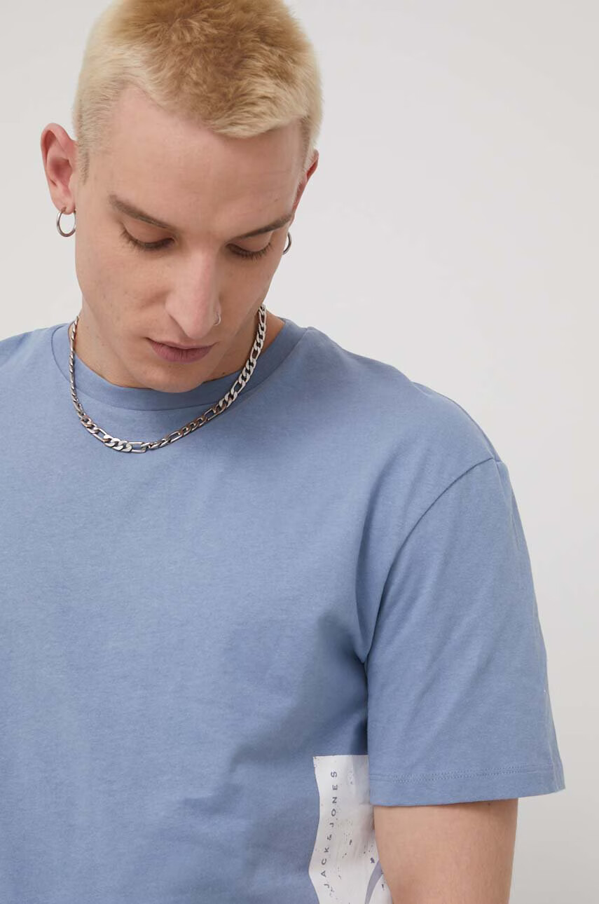 Jack & Jones Памучна тениска в лилаво с принт - Pepit.bg