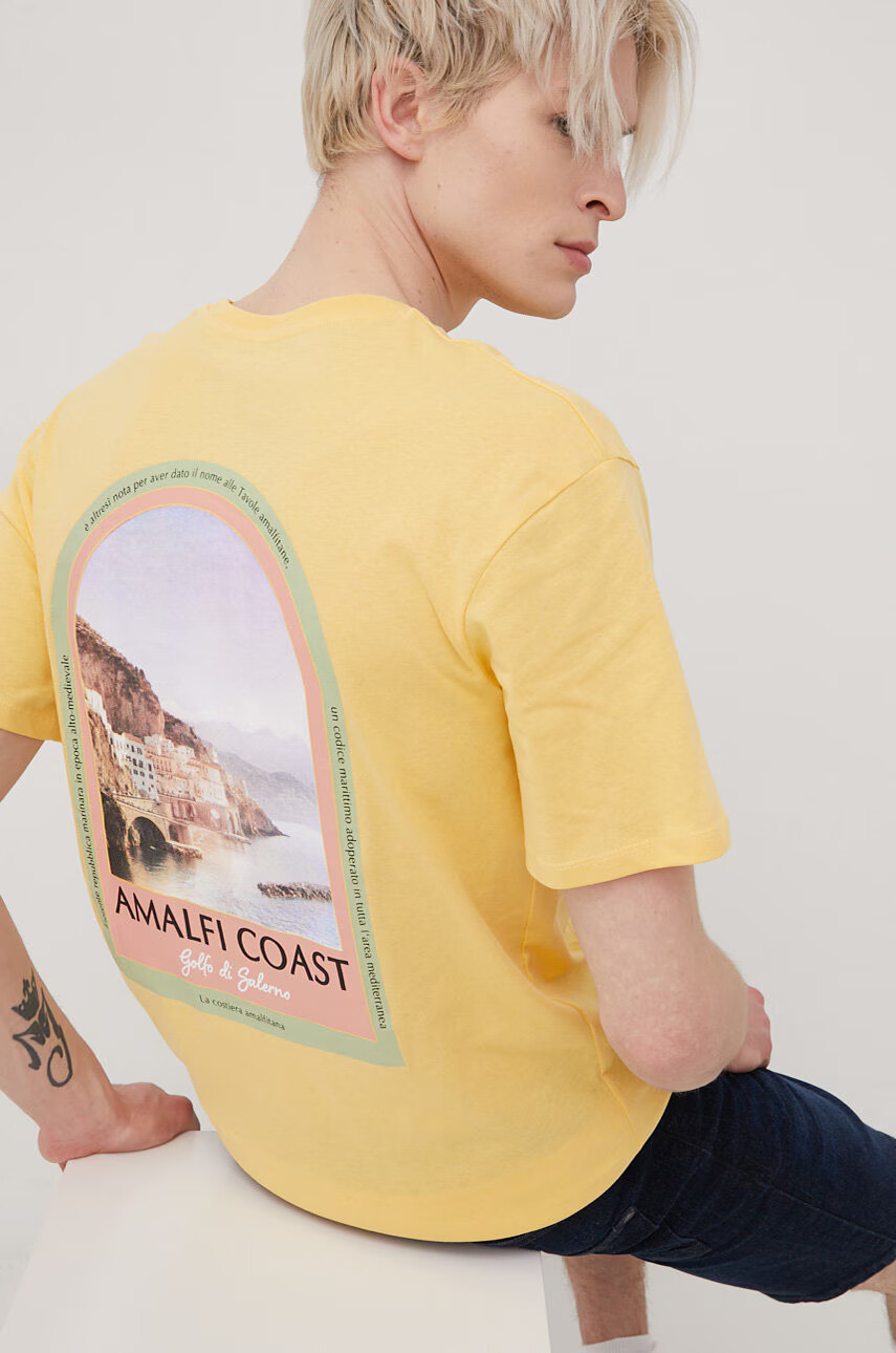 Jack & Jones Памучна тениска в бежово с принт - Pepit.bg