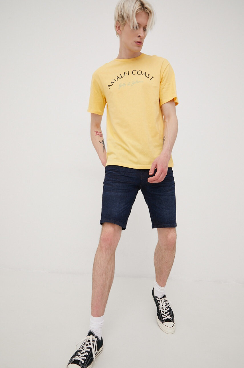 Jack & Jones Памучна тениска в бежово с принт - Pepit.bg