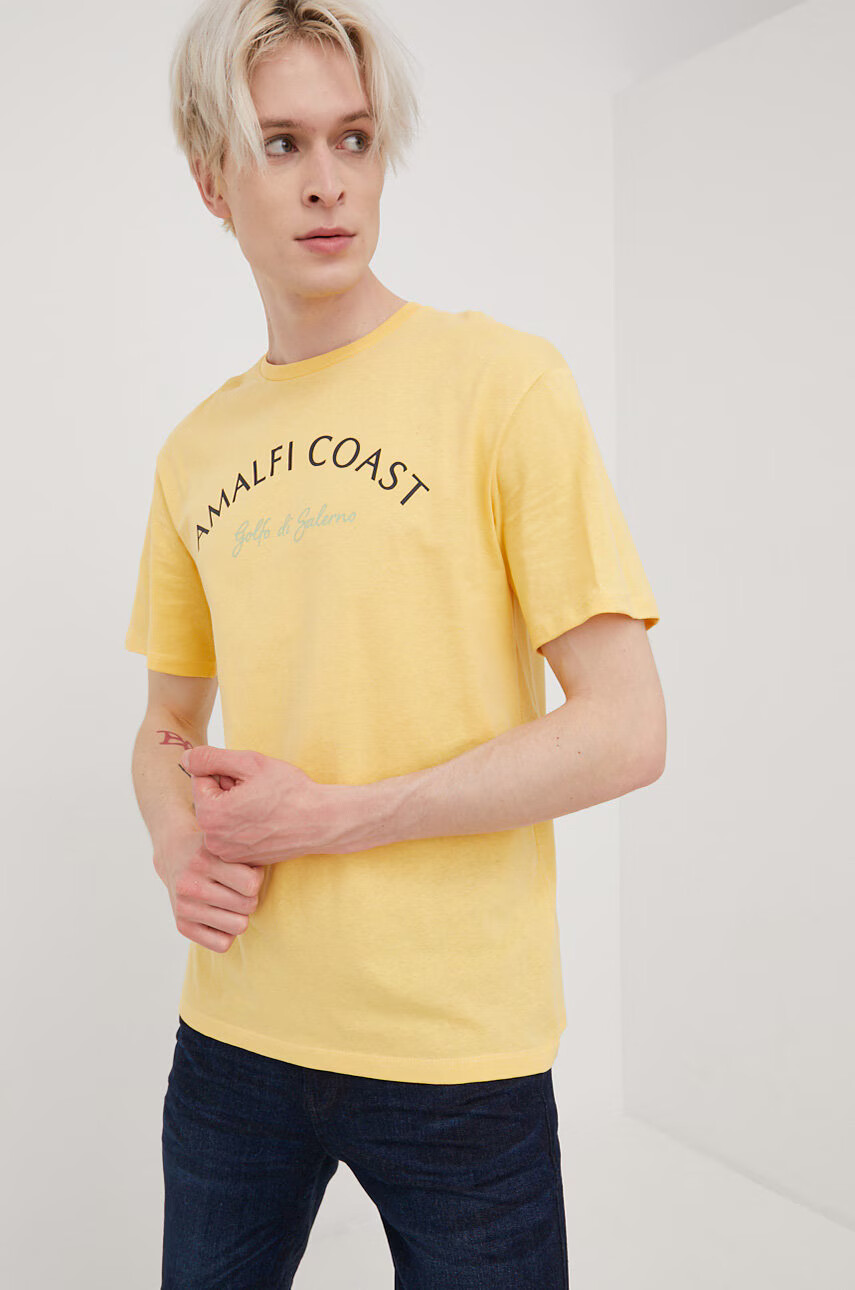 Jack & Jones Памучна тениска в бежово с принт - Pepit.bg
