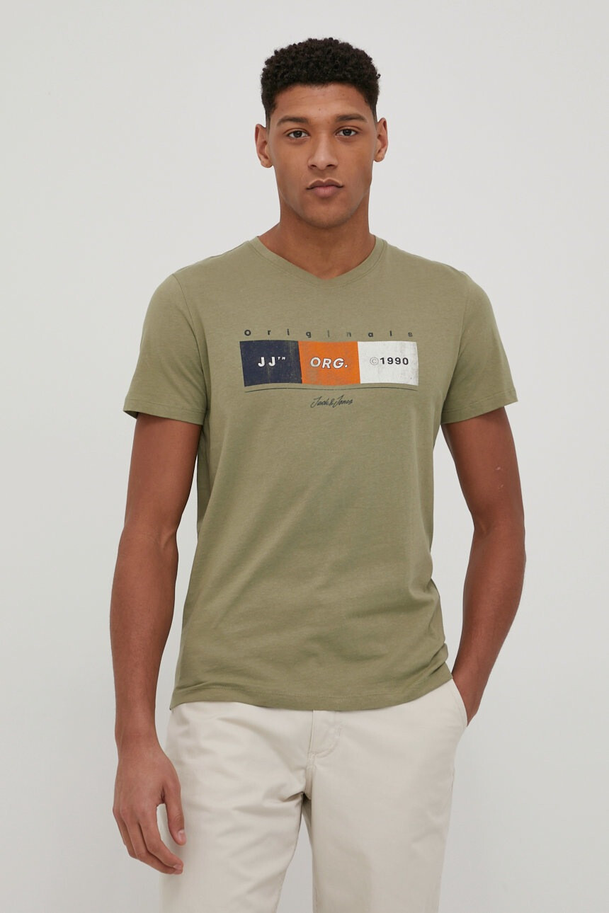 Jack & Jones Памучна тениска с апликация - Pepit.bg