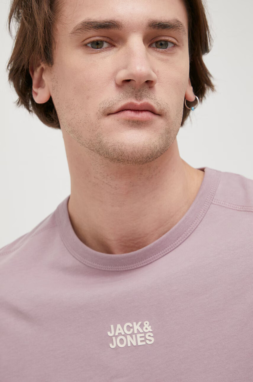 Jack & Jones Памучна тениска в лилаво с принт - Pepit.bg