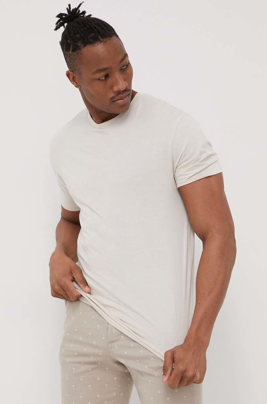 Jack & Jones Памучна тениска в бежово с принт - Pepit.bg