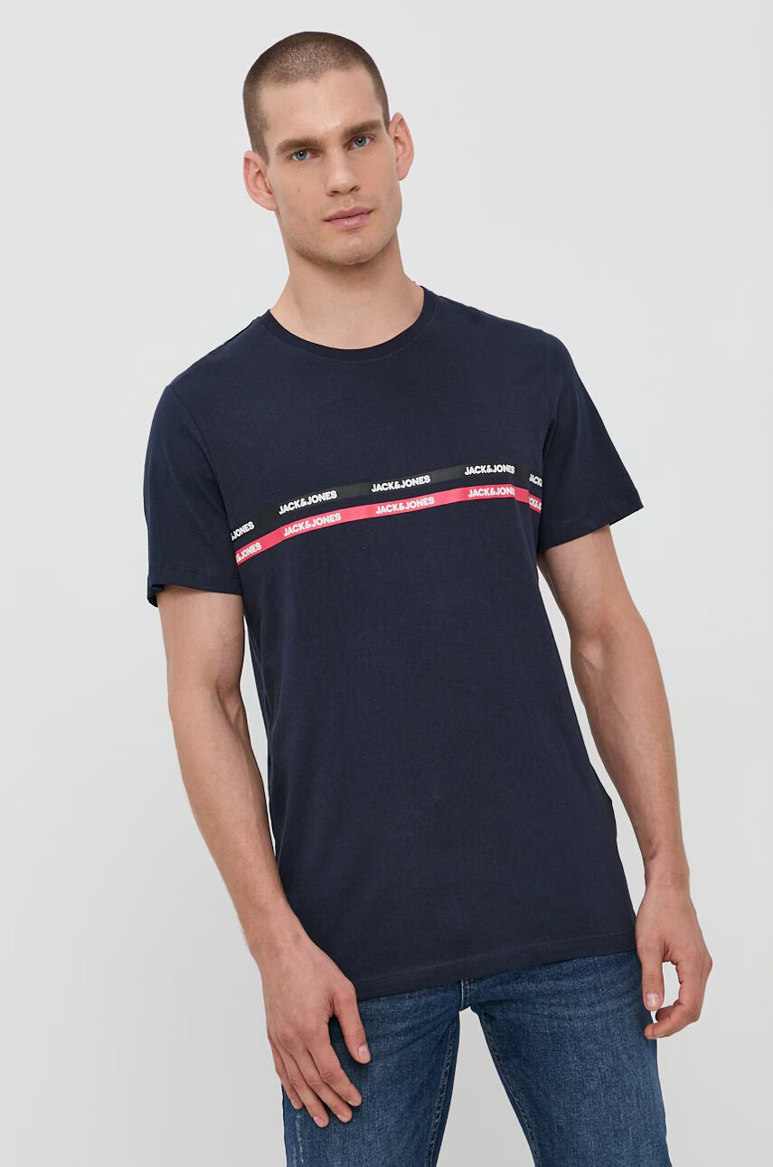 Jack & Jones Памучна тениска в бяло с принт - Pepit.bg