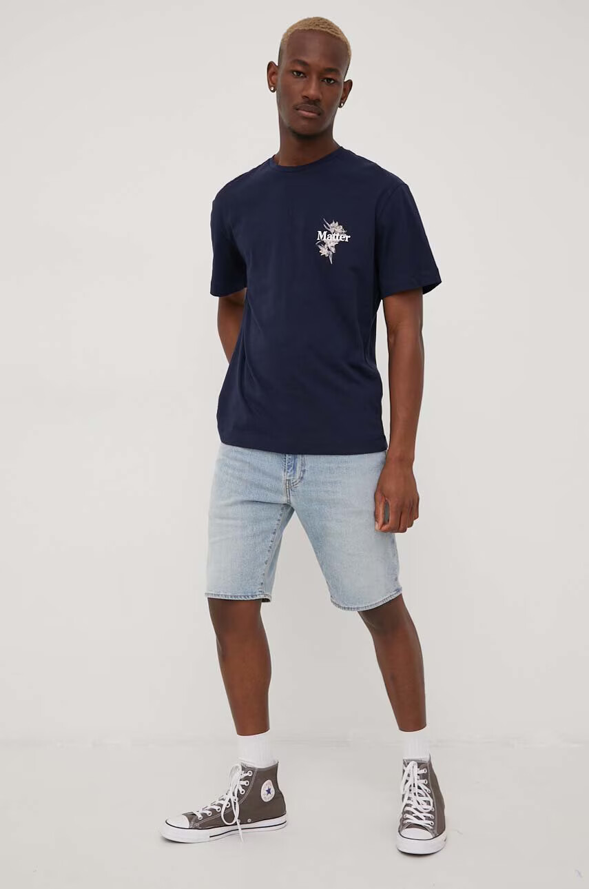 Jack & Jones Памучна тениска в тъмносиньо с принт - Pepit.bg