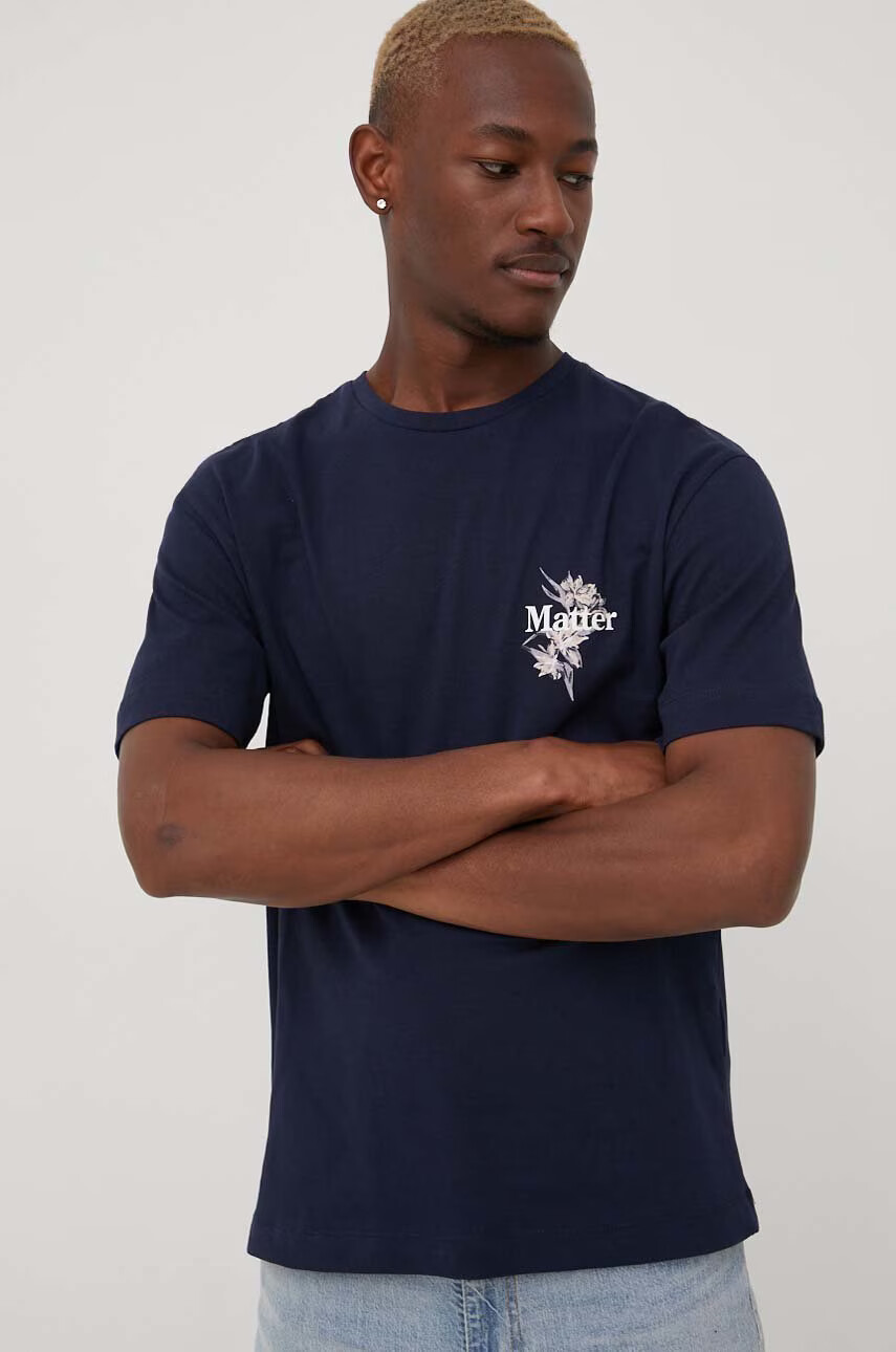 Jack & Jones Памучна тениска в тъмносиньо с принт - Pepit.bg