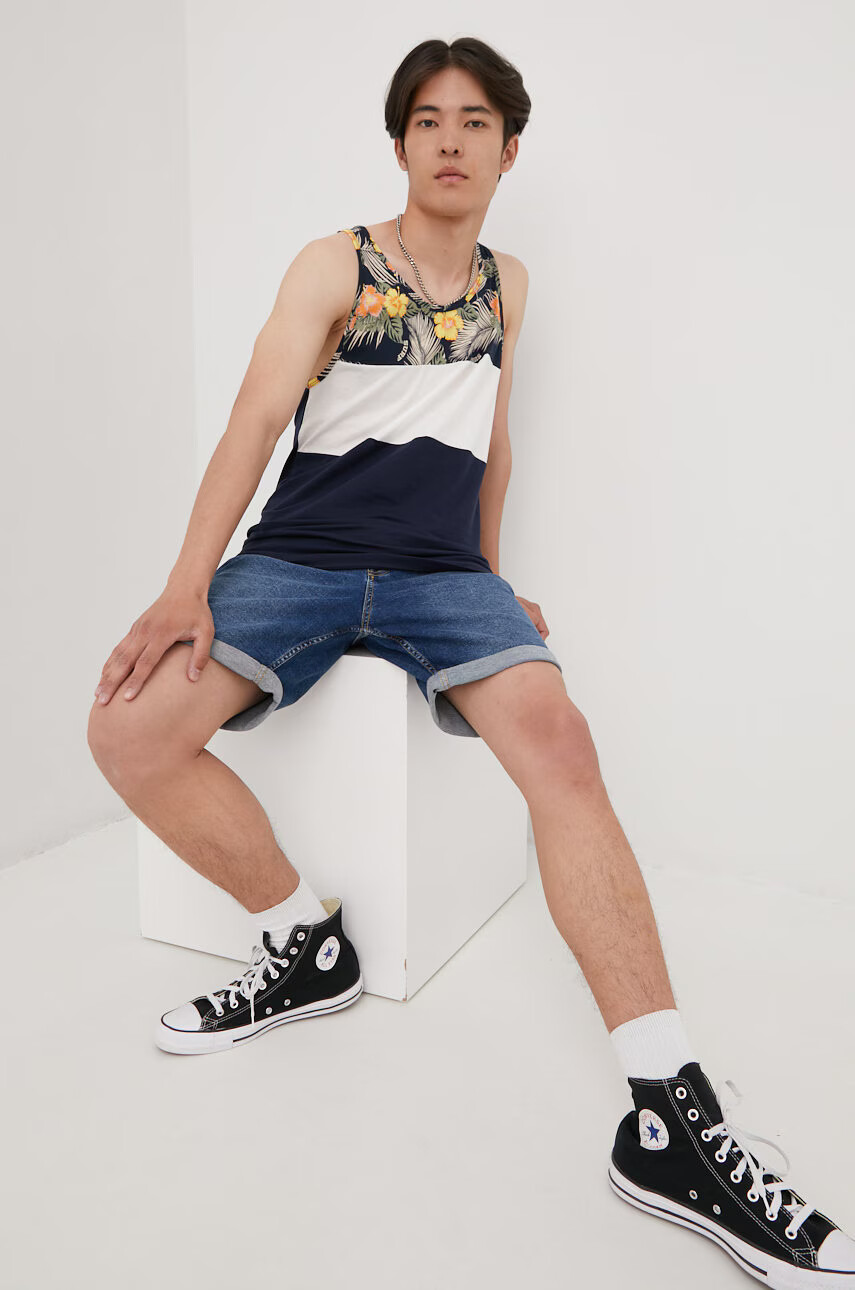 Jack & Jones Памучна тениска в тъмносиньо - Pepit.bg