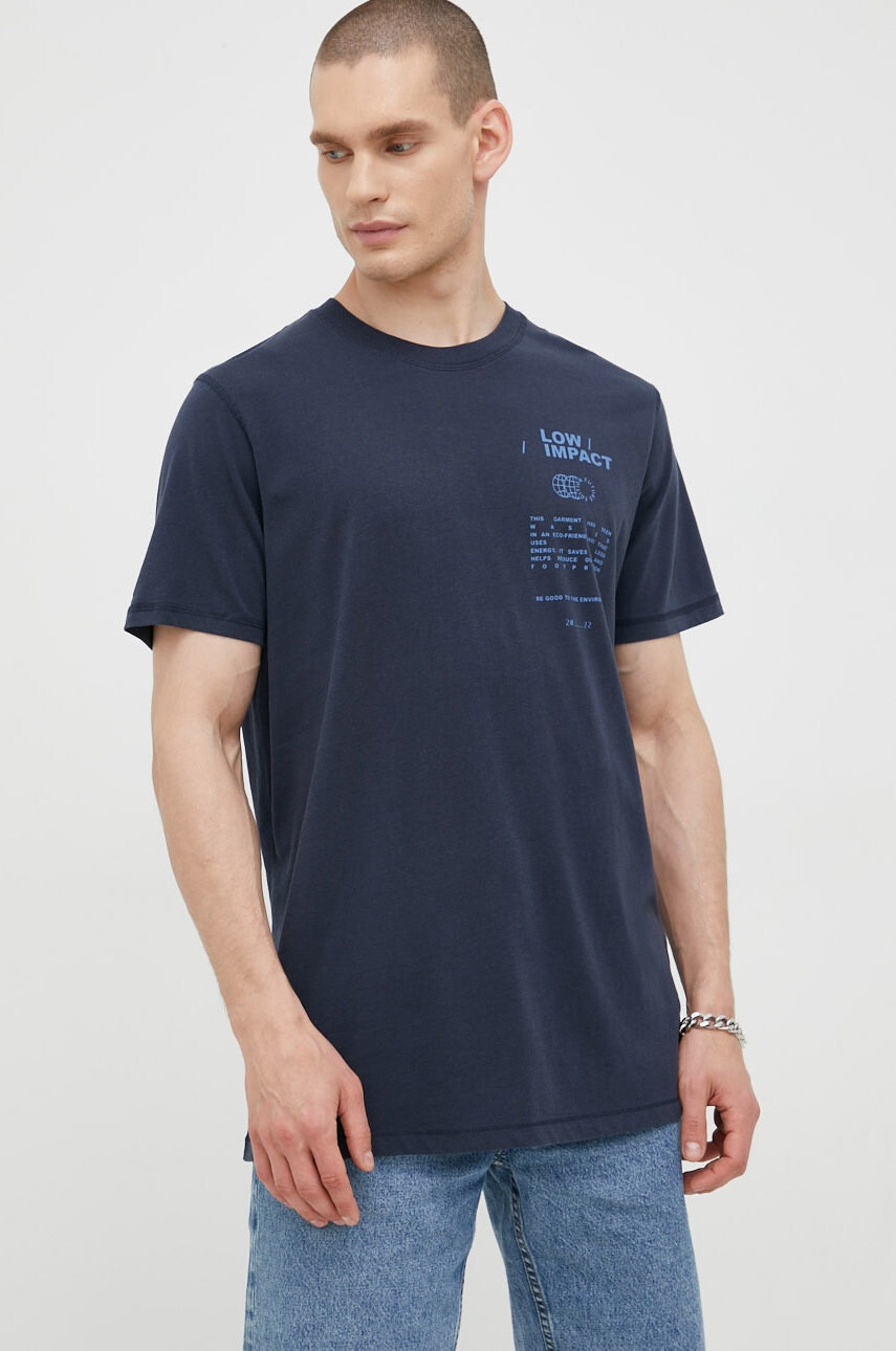 Jack & Jones Памучна тениска в тъмносиньо с принт - Pepit.bg